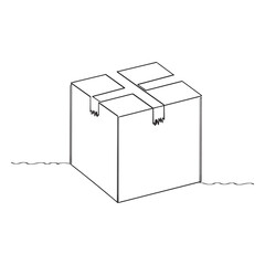 Poster - continuous line drawing Box icon vector. box sign and symbol parcel package