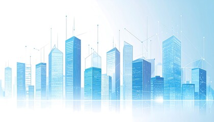 Aufkleber - Futuristic Cityscape with Technology, and Network.