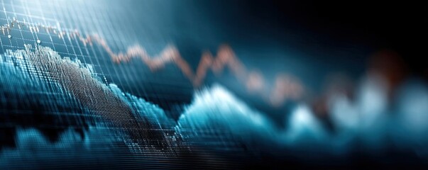 Poster - Oil price forecast and refinery from fossil market concept. Abstract financial data visualization with dynamic line graph.