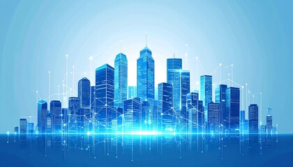 Aufkleber - Futuristic Digital Cityscape Illustration.