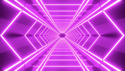 Poster - Futuristic purple neon tunnel with lights.