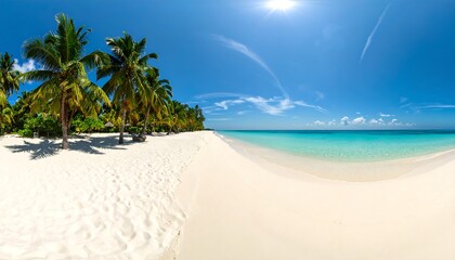 Poster - Tropical beach panorama with white sand.