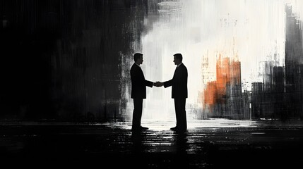 Poster - Business executives sealing a high stakes negotiation