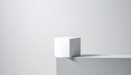 Aufkleber - White cube on edge against white background.