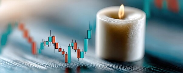 Poster - Candlestick pattern based on entry and indicator exit timing concept. Financial chart with a candle and market analysis concept.