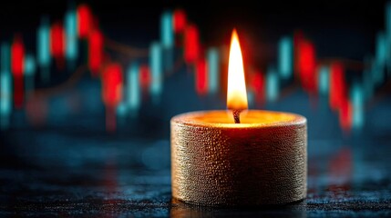 Poster - Candlestick pattern based on entry and indicator exit timing concept. A candle illuminates the dark, symbolizing hope in trading.