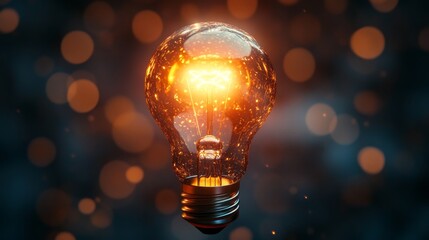 Poster - Illuminating conceptual visualization of a brightly lit light bulb studio setting digital art warm glow close-up enlightenment theme