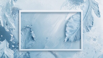 Poster - Creating a delicate pale blue rectangle with textured surfaces art studio digital artwork calm environment aerial view aesthetic design