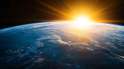 Wall Mural - twilight earth glowing from space planetary view digital artwork cosmic environment celestial concep