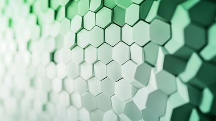 Poster - Visual impact transformative gradient hexagon background in green and white digital art