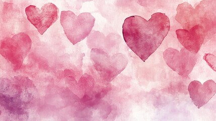 Poster - Softly blending pastel pink hearts in a watercolor artwork artistic creation serene environment abstract viewpoint romantic concept