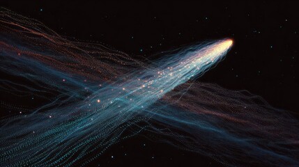 Poster - Stunning pointillism representation of a cosmic comet trail illuminating the night sky with vibrant colors