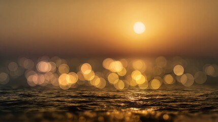 Poster - Sunset over the ocean creates a mesmerizing pointillism effect with shimmering water in the evening light