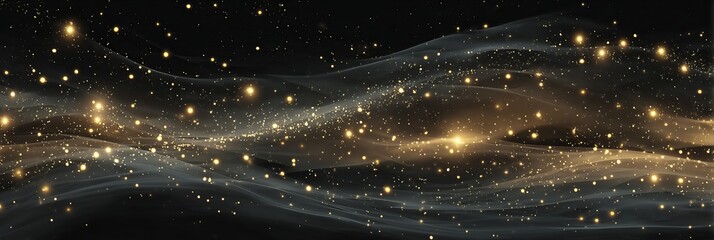 Poster - Colorful pointillism artwork depicting swirling cosmic elements and radiant stars in a dark space