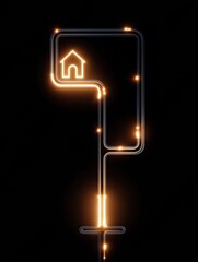 Aufkleber - Animated Map Route Guides a Journey to a Glowing Doorstep Icon, Showcasing a Clean Design in the Top Zone