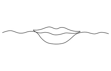 Leinwandbilder - Human Lips continuous one line drawing, Woman lips logo on white background, Vector illustration for banner, posters, card, design element, template, web, World kiss day pro.