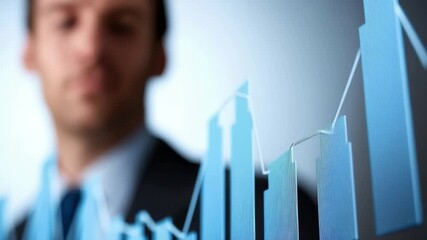 Poster - Businessman closely analyzing sales growth trends in a professional setting for strategic decision-making, close up businessman analyzing graph of sales