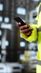 Poster - Construction Contractor Worker Man With Phone