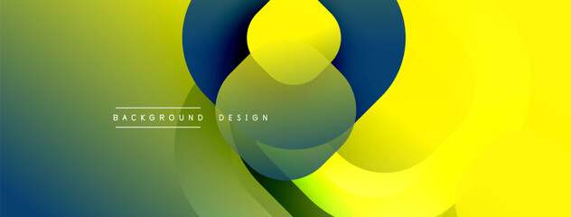 Poster - Abstract colorful design. Overlapping circles create dynamic gradient effect. Yellow, green, blue hues blend seamlessly. Modern background texture.