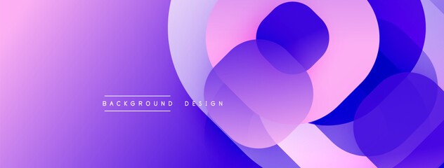 Leinwandbilder - Abstract purple background. Overlapping circles create dynamic visual effect. Gradient colors blend smoothly, modern design element.