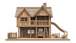 © Fadil - Wooden playhouse with slide and balcony