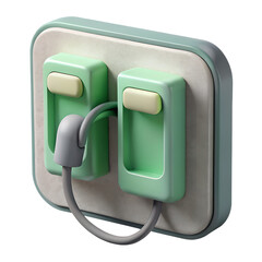 Poster - A modern and stylish 3d rendered plastic-style icon of a double electrical outlet and plug for seamless design projects