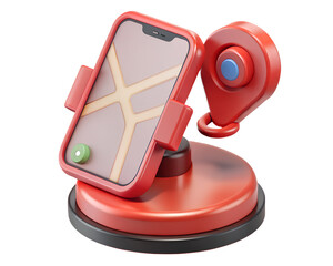Poster - A modern navigation concept with a 3d plastic-style icon featuring a smartphone and location pin representation.