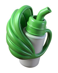 Leinwandbilder - A vibrantly colored three-dimensional plastic-style icon representing a stylized cup with an integrated handle and pouring spout, against a black background.
