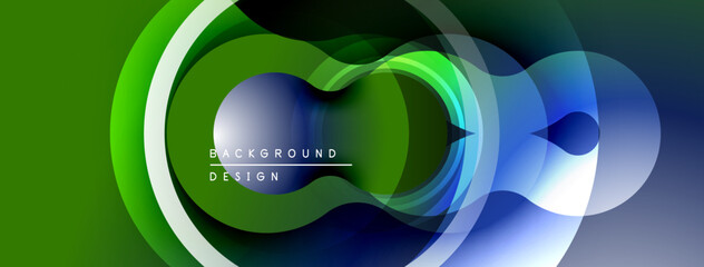 Poster - Abstract flowing lines, vibrant green, blue hues. Modern design element, smooth gradients, dynamic composition. Minimalist aesthetic.