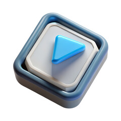 Poster - Three dimensional rendered play button icon presented in 3d plastic-style design with gradients on a transparent background for web and media content.