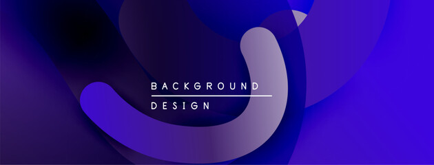 Poster - Abstract layers create dynamic blue gradient. Modern design elements suggest depth, movement, visual appeal. Minimalist text overlay present.