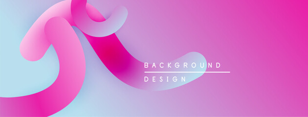 Poster - Abstract fluid shapes, pinks, blues create dynamic background. Modern design elements suggest movement, flow, visual interest.