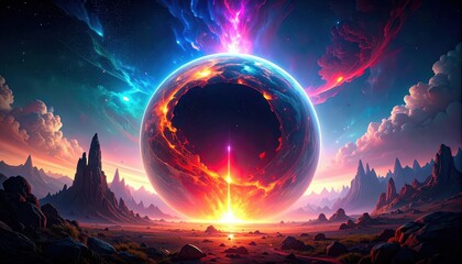 Poster - Cosmic Scene of a Collapsing Sphere in a Galactic Landscape