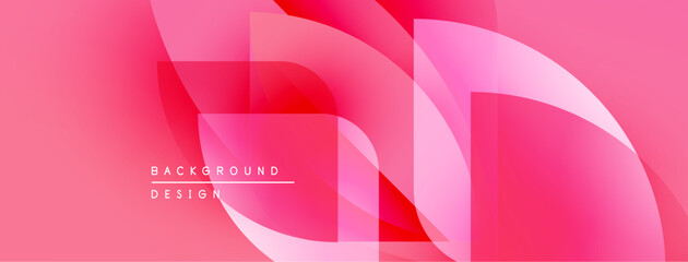 Poster - Abstract pink background design. Overlapping shapes create dynamic visual effect. Modern, smooth gradients present elegant composition.