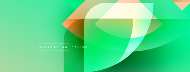 Aufkleber - Abstract green background. Overlapping shapes create dynamic visual effect. Modern design elements suggest innovation, fluidity.