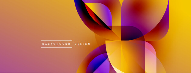 Aufkleber - Abstract floral design. Warm gradients blend purple, orange, yellow hues. Modern, dynamic composition creates visual interest.