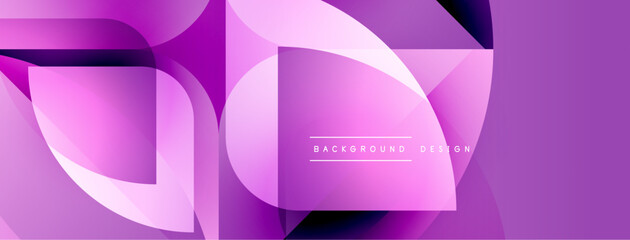 Aufkleber - Abstract geometric shapes overlap, creating vibrant purple gradients. Modern design elements suggest digital art, background texture.