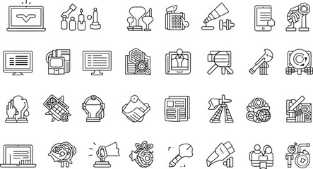 Poster - Collection of Line Icons for Technology Business and Media Perfect for Website or App Design