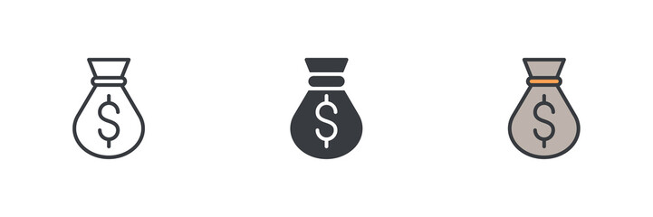 Aufkleber - Money bag different style icon set