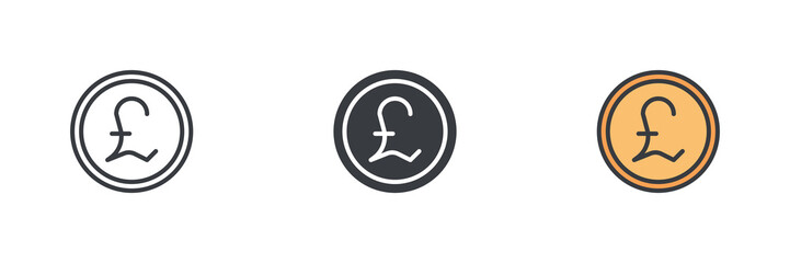 Aufkleber - British Pound Sterling currency different style icon set