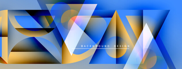 Aufkleber - Abstract geometric shapes overlap, creating dynamic blue, gold composition. Modern design element for backgrounds, presentations.