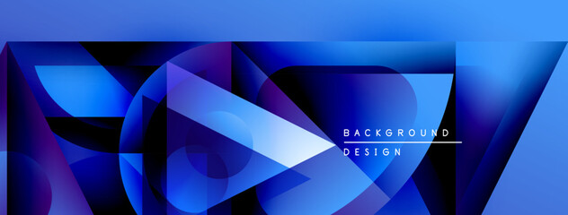 Aufkleber - Abstract blue design. Geometric shapes overlap, creating dynamic visual effect. Modern background suitable for digital projects.