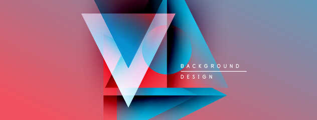 Poster - Abstract geometric design. Vibrant colors blend, creating dynamic visual effect. Letter V dominates composition, modern aesthetic.