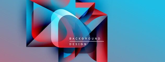 Aufkleber - Abstract geometric shapes blend vibrant colors. Gradient transitions create dynamic visual effect. Text reads background design.