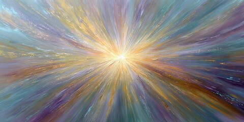 Poster - Radiant gold hues burst forth in a vibrant abstract artwork resembling a cosmic explosion