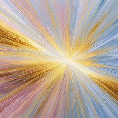 Poster - Vibrant golden rays radiate against a backdrop of soft blue and pink hues in abstract artwork, capturing the essence of light and energy
