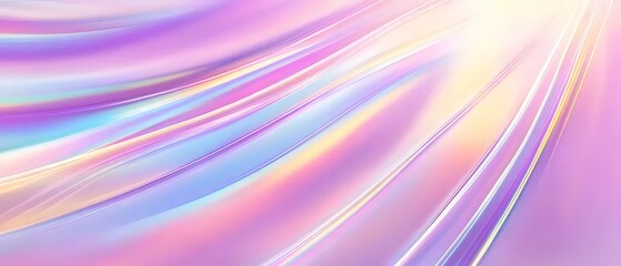 Aufkleber - 虹色の光線が流れる抽象的な背景 紫とパステルカラーのグラデーションが輝く光の効果を生み出す