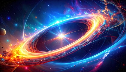 Poster - Abstract Cosmic Art with String Theory and Tragic Destruction Elements
