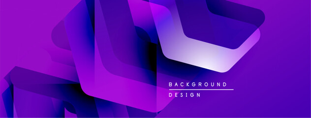 Leinwandbilder - Abstract purple design features layered geometric shapes. Gradient colors create dynamic visual effect. Modern background texture.