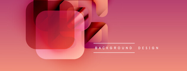 Poster - Abstract geometric shapes overlap, creating vibrant pink, red gradient. Modern design element for backgrounds, presentations.